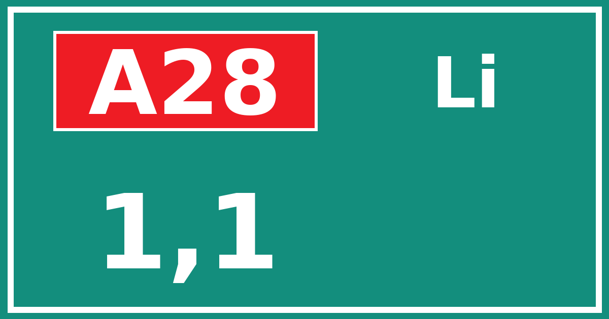 Hectometerbord A28 1,1 zijde Li