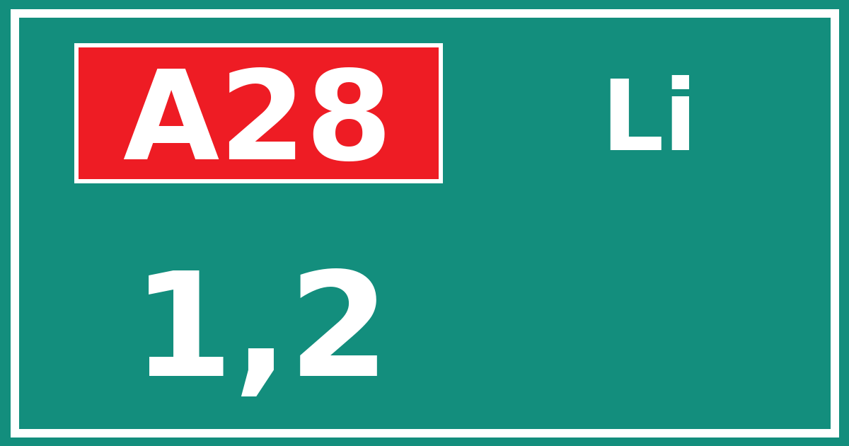 Hectometerbord A28 1,2 zijde Li