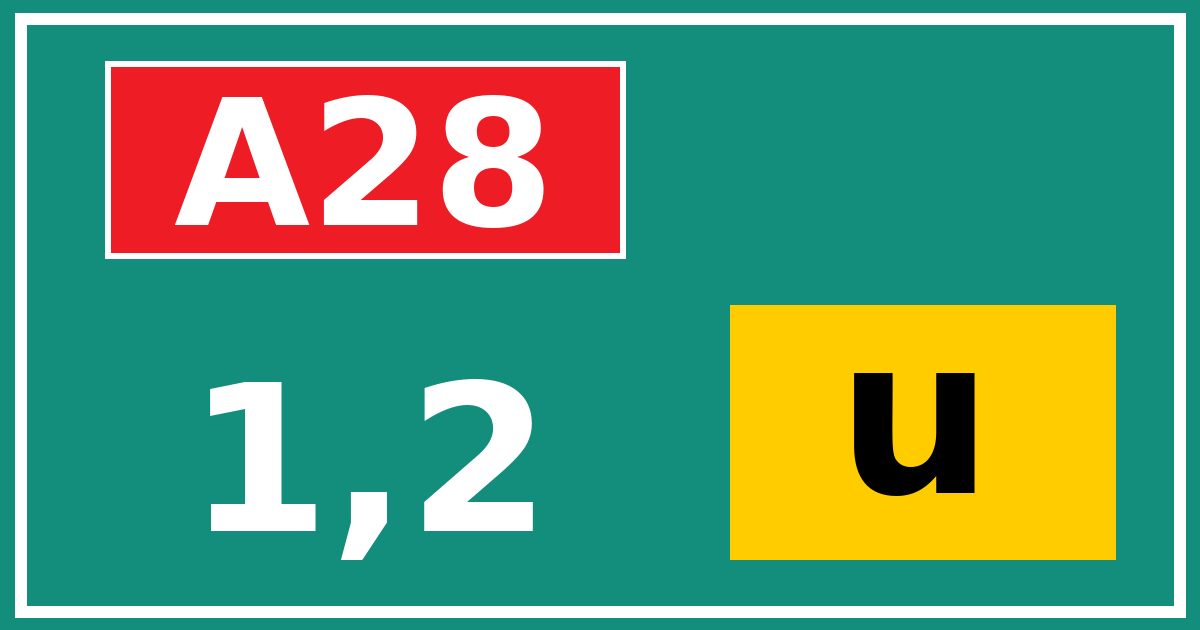 Hectometerbord A28 1,2 letter u
