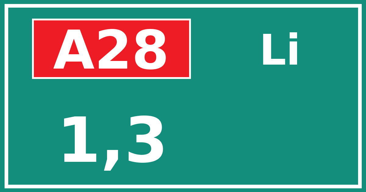 Hectometerbord A28 1,3 zijde Li