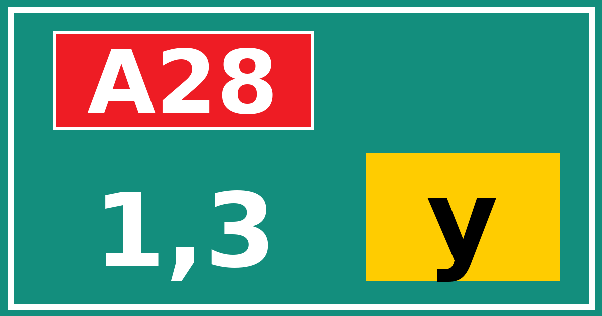 Hectometerbord A28 1,3 letter y