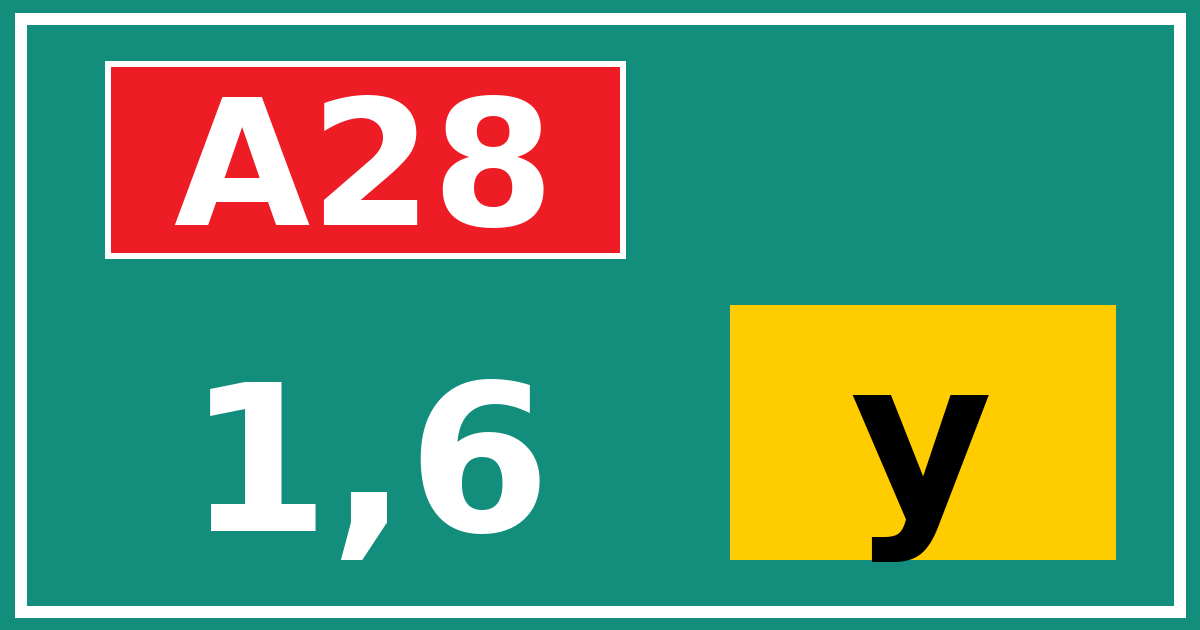 Hectometerbord A28 1,6 letter y