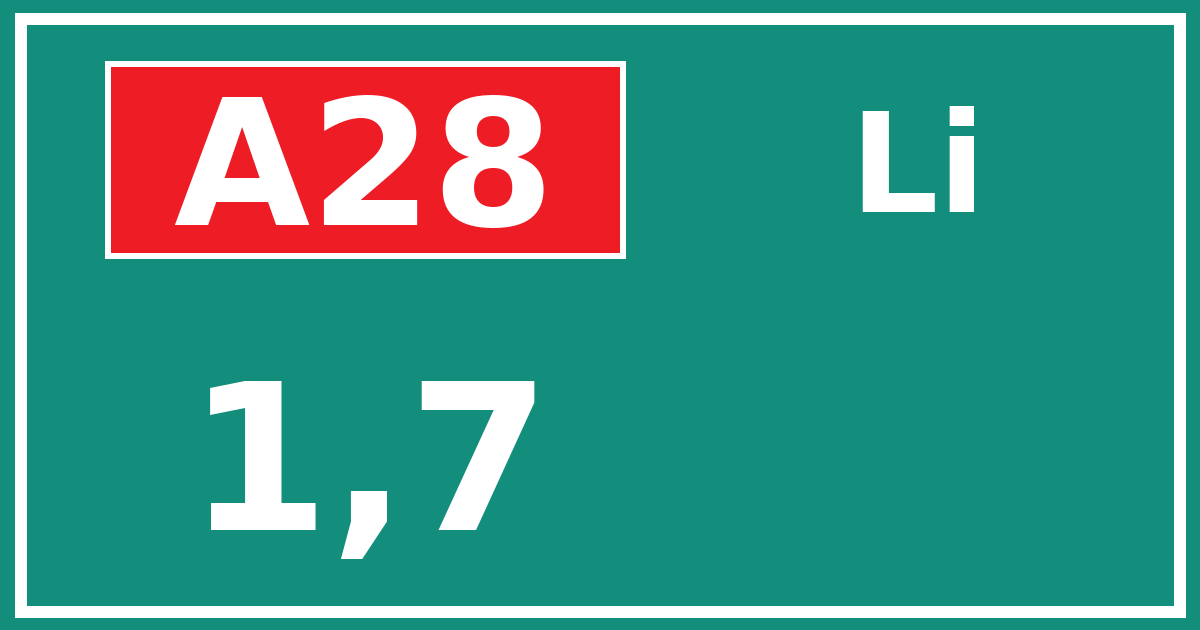 Hectometerbord A28 1,7 zijde Li