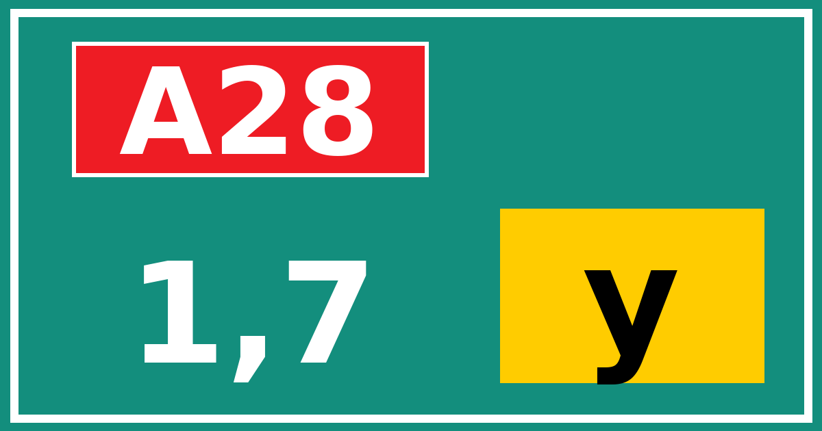 Hectometerbord A28 1,7 letter y
