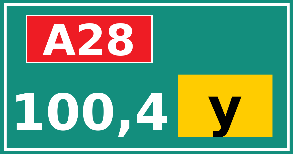 Hectometerbord A28 100,4 letter y