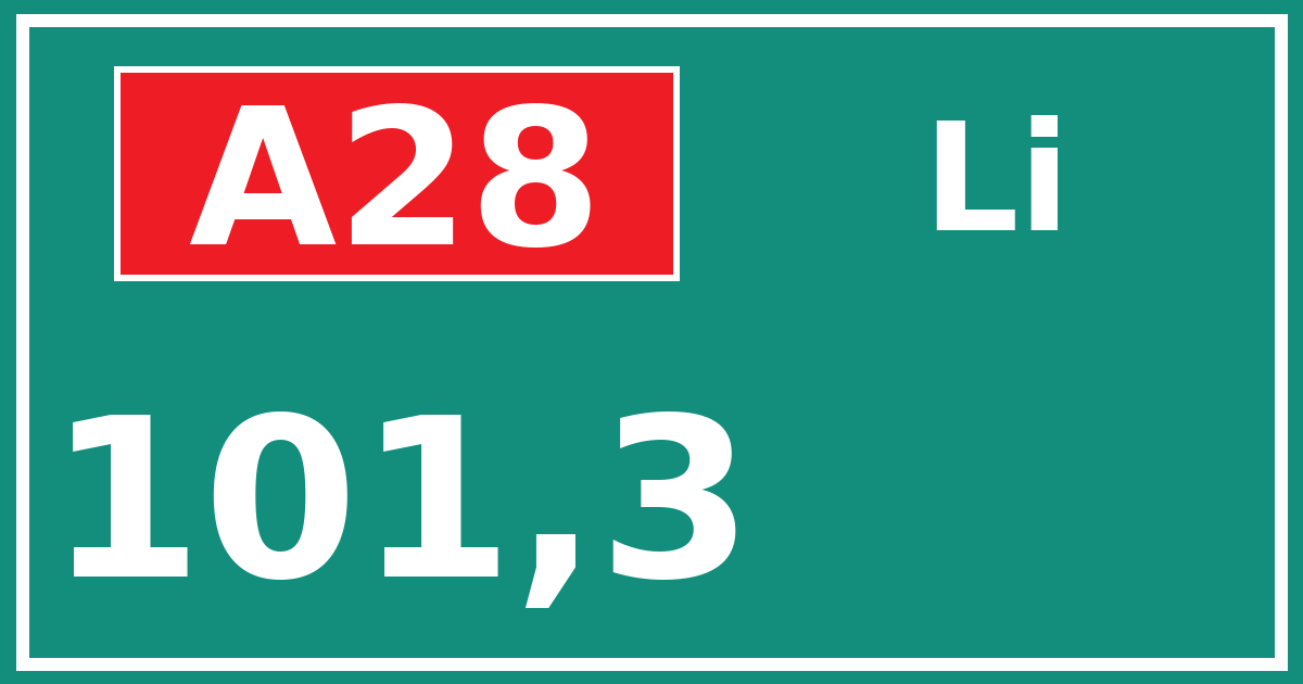 Hectometerbord A28 101,3 zijde Li