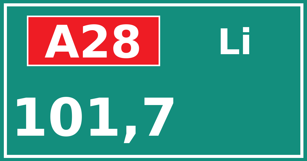 Hectometerbord A28 101,7 zijde Li