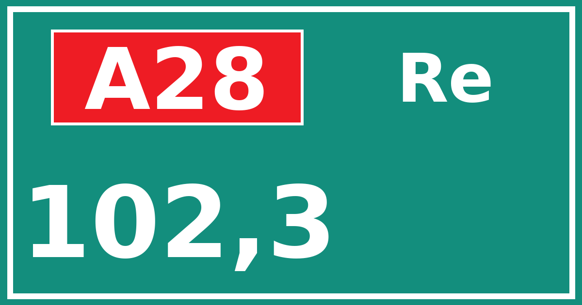 Hectometerbord A28 102,3 zijde Re
