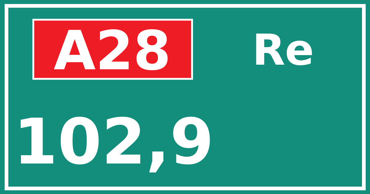 Hectometerbord A28 102,9 zijde Re