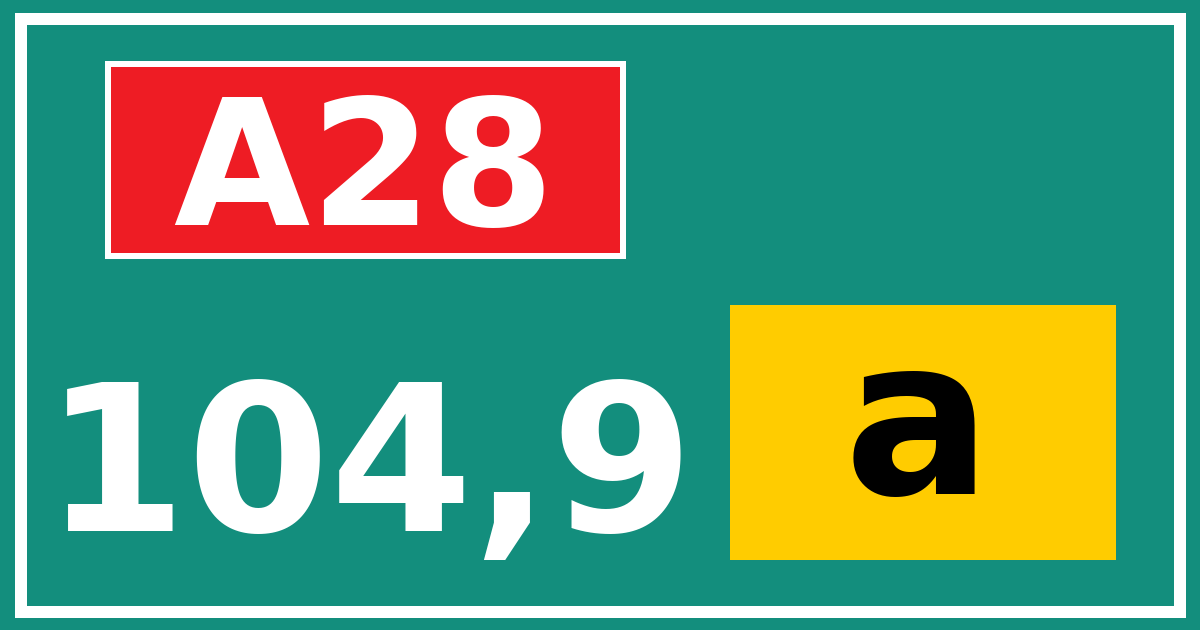 Hectometerbord A28 104,9 letter a