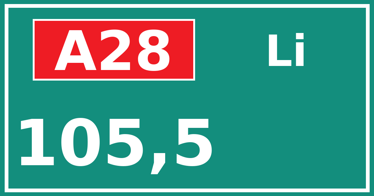 Hectometerbord A28 105,5 zijde Li