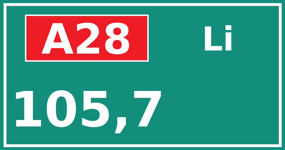 Hectometerbord A28 105,7 zijde Li