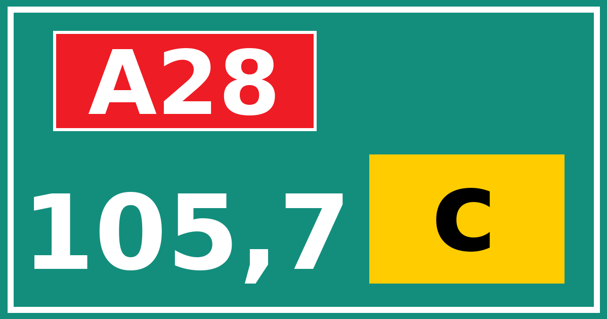 Hectometerbord A28 105,7 letter c