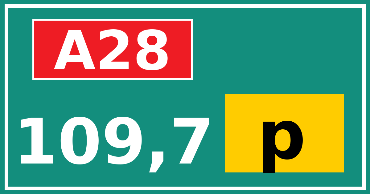 Hectometerbord A28 109,7 letter p