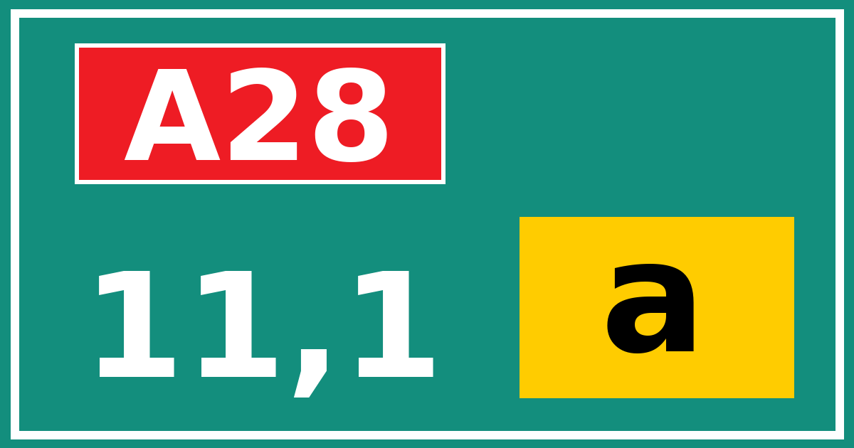 Hectometerbord A28 11,1 letter a
