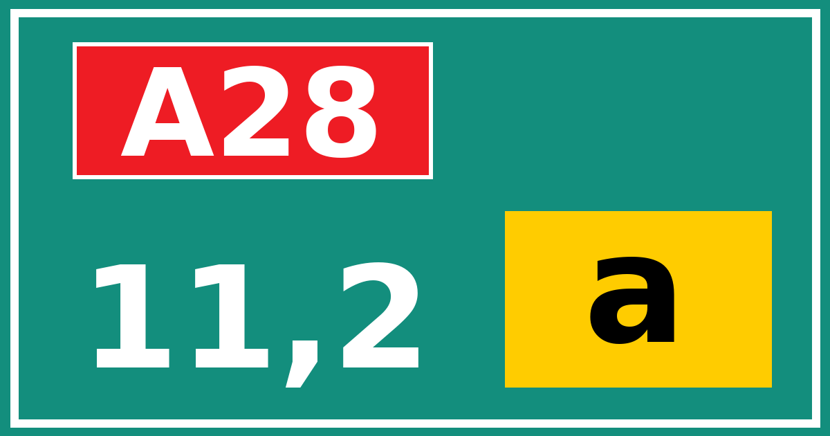Hectometerbord A28 11,2 letter a