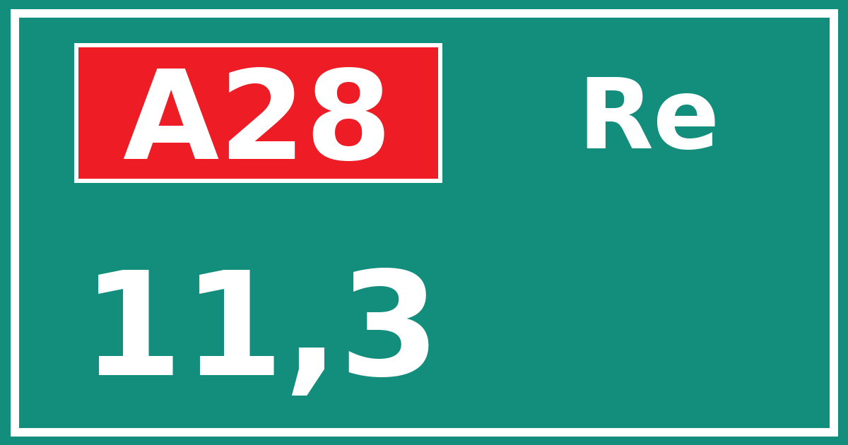 Hectometerbord A28 11,3 zijde Re