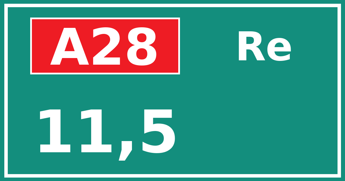 Hectometerbord A28 11,5 zijde Re