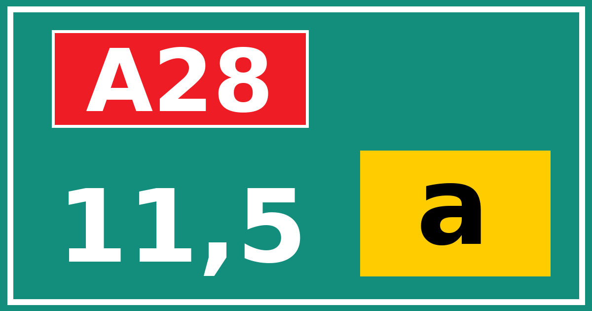 Hectometerbord A28 11,5 letter a