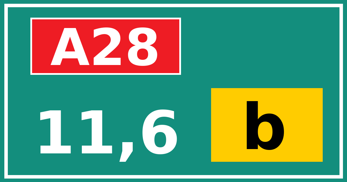 Hectometerbord A28 11,6 letter b