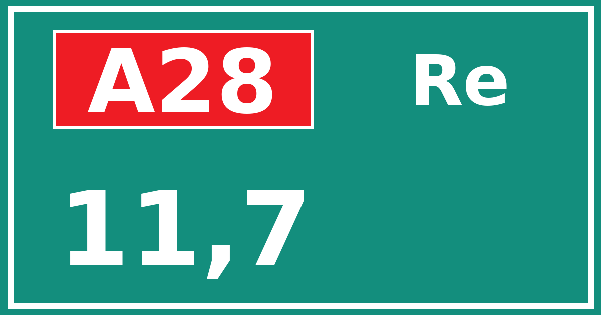 Hectometerbord A28 11,7 zijde Re