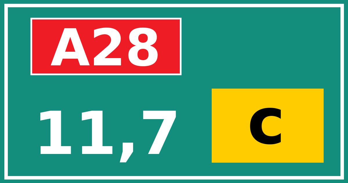 Hectometerbord A28 11,7 letter c