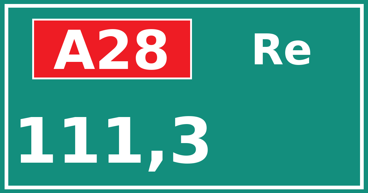 Hectometerbord A28 111,3 zijde Re