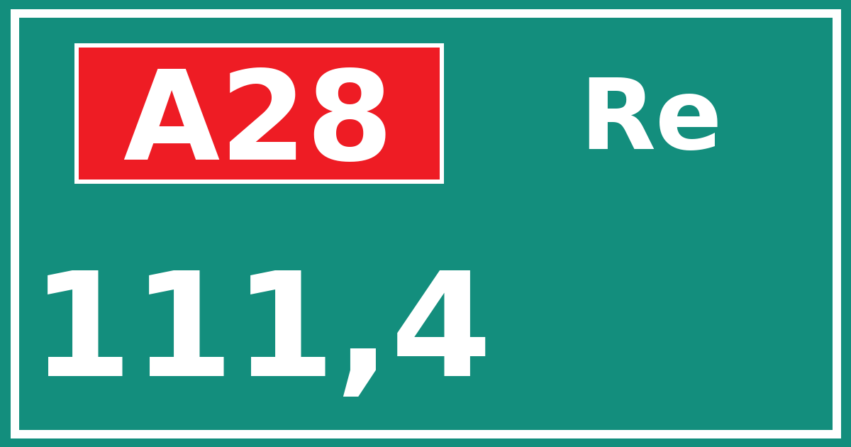 Hectometerbord A28 111,4 zijde Re