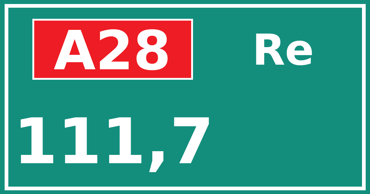 Hectometerbord A28 111,7 zijde Re