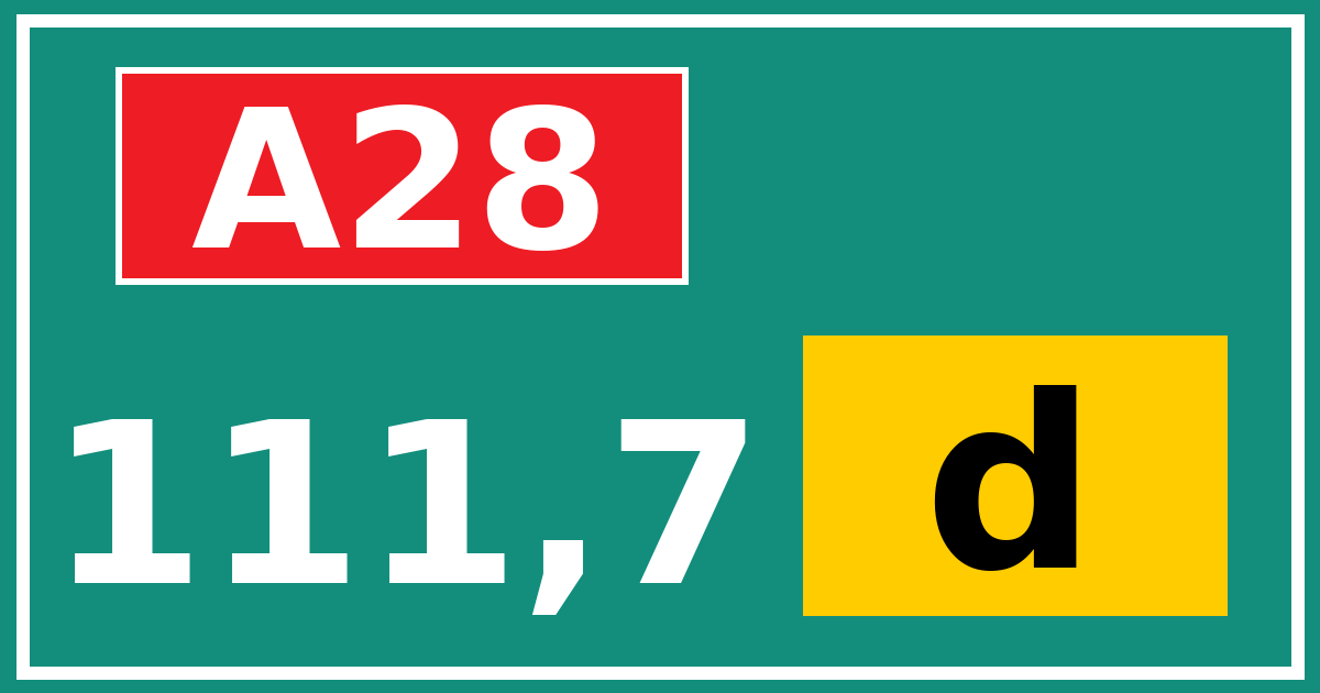 Hectometerbord A28 111,7 letter d