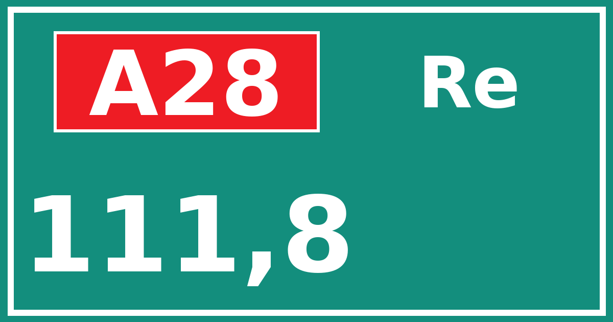 Hectometerbord A28 111,8 zijde Re