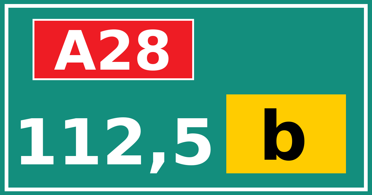 Hectometerbord A28 112,5 letter b