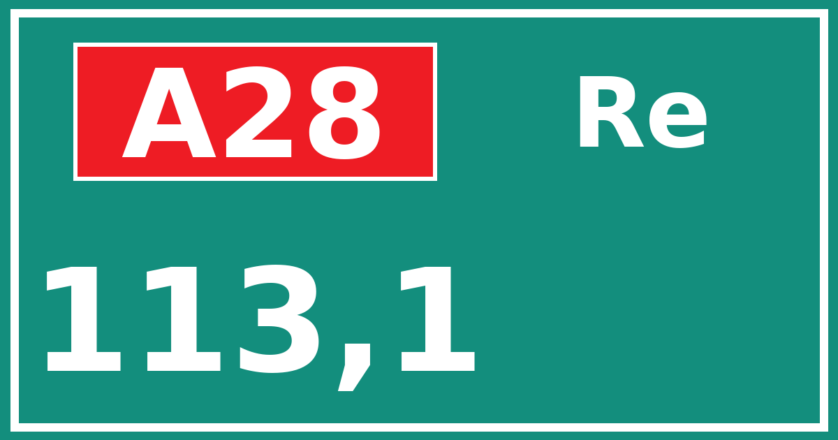 Hectometerbord A28 113,1 zijde Re