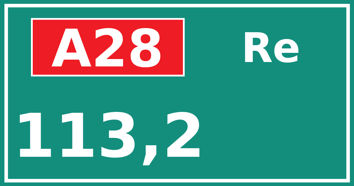 Hectometerbord A28 113,2 zijde Re