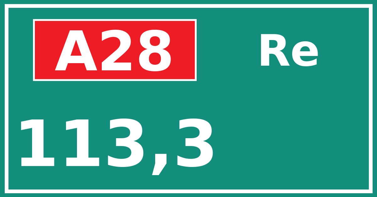 Hectometerbord A28 113,3 zijde Re