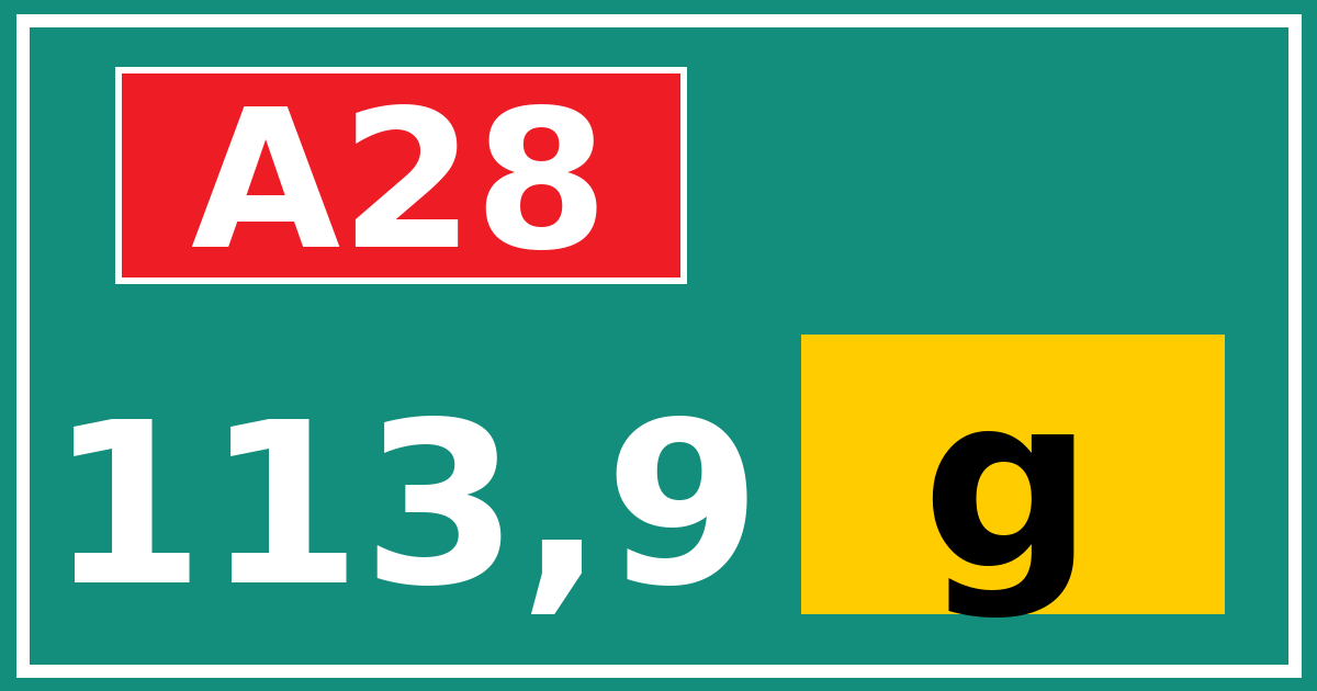 Hectometerbord A28 113,9 letter g