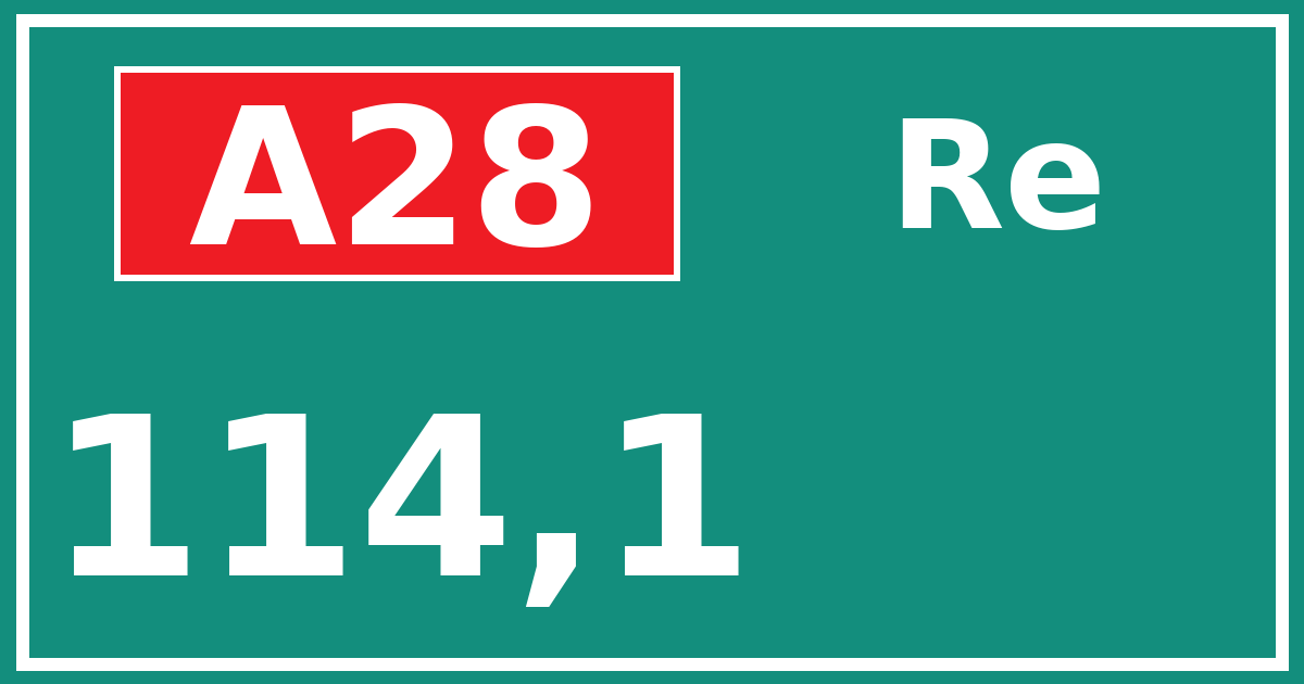 Hectometerbord A28 114,1 zijde Re