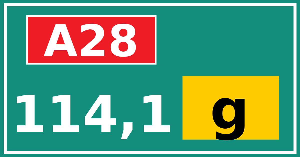 Hectometerbord A28 114,1 letter g