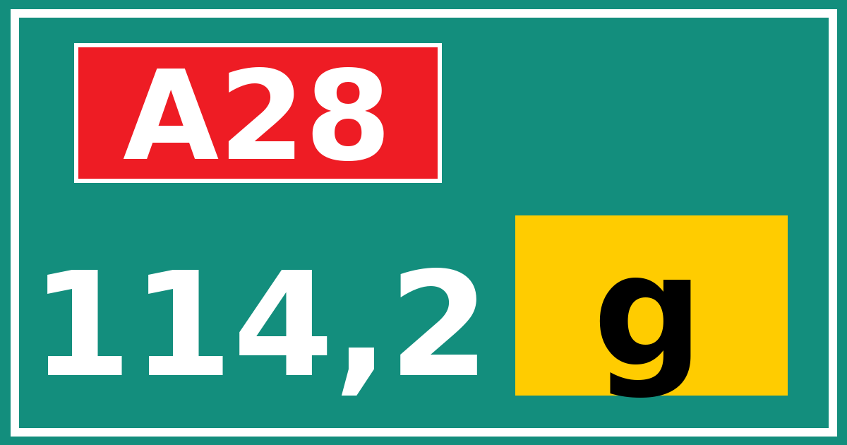 Hectometerbord A28 114,2 letter g