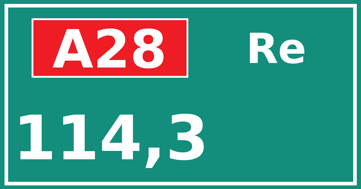 Hectometerbord A28 114,3 zijde Re