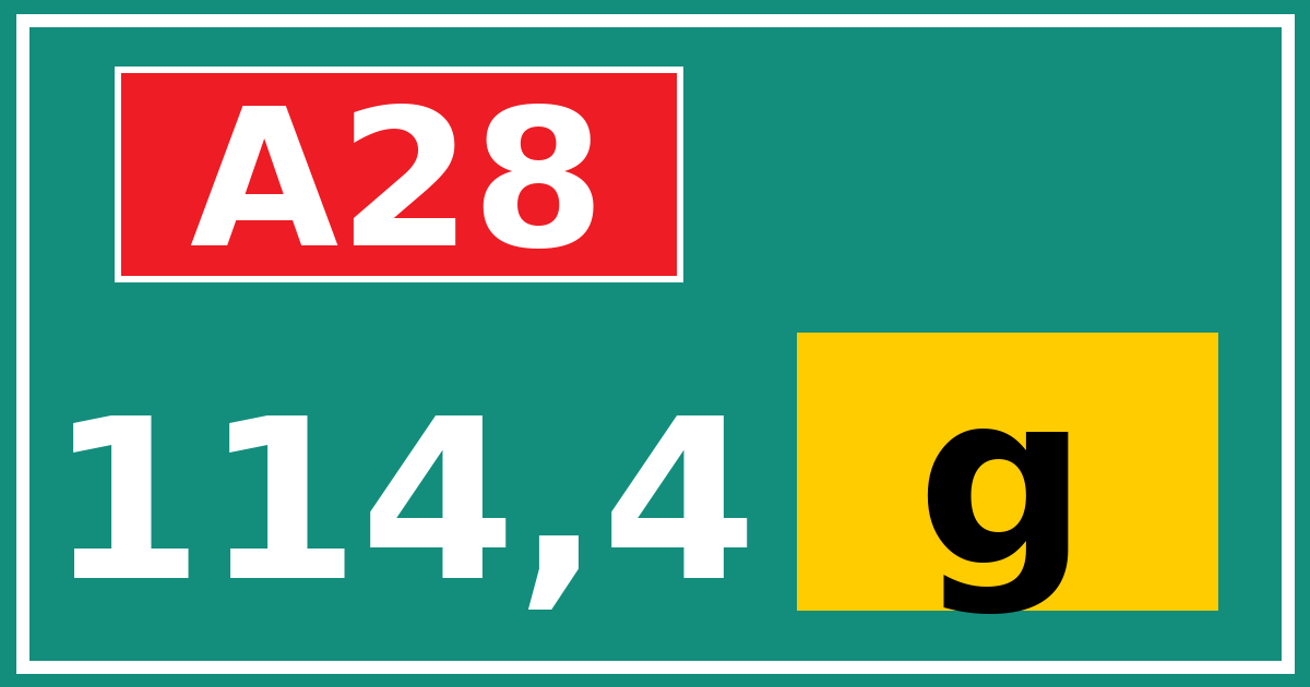 Hectometerbord A28 114,4 letter g