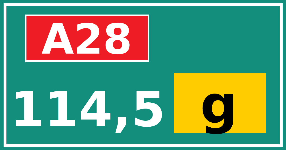 Hectometerbord A28 114,5 letter g