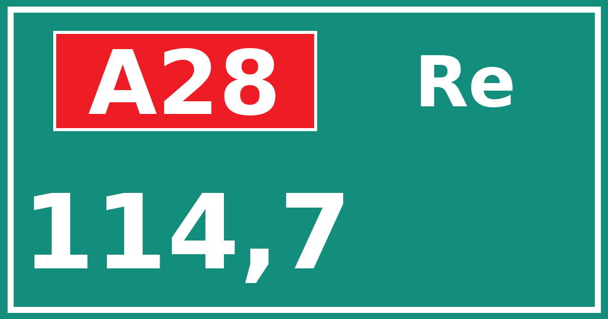 Hectometerbord A28 114,7 zijde Re