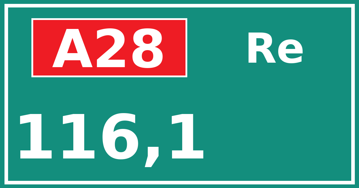 Hectometerbord A28 116,1 zijde Re