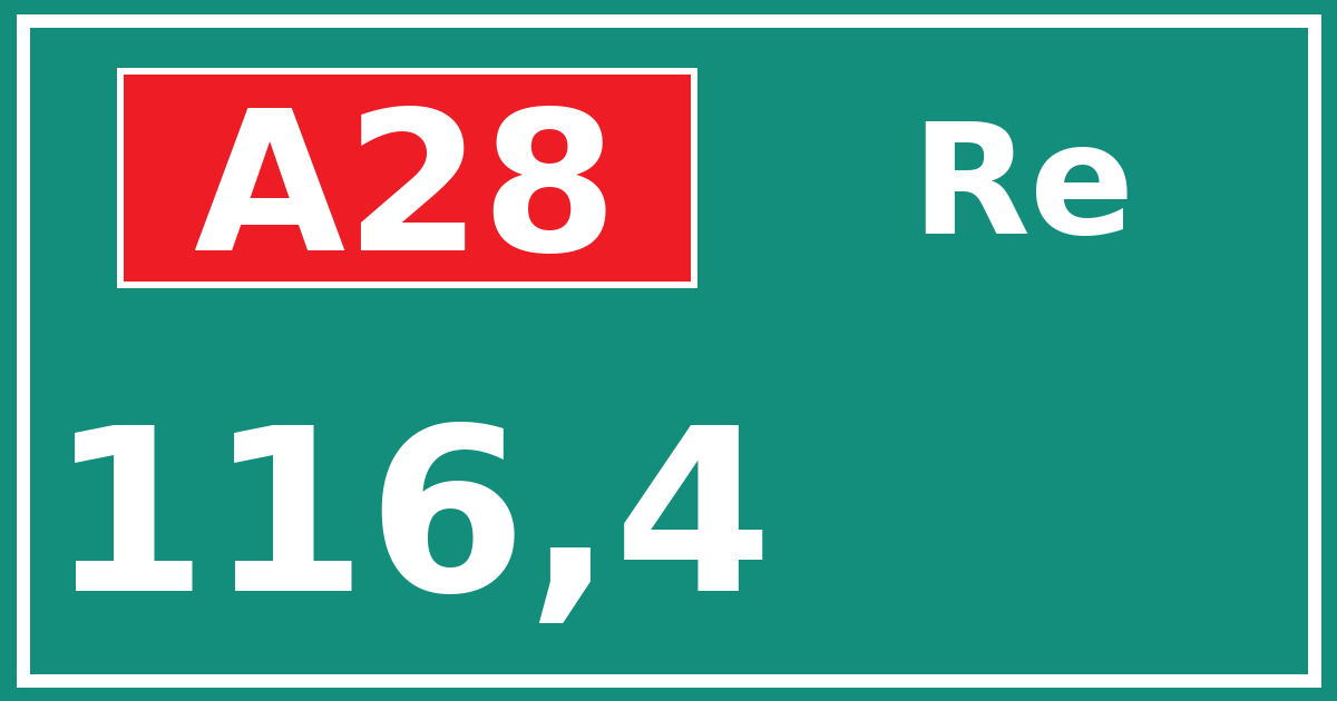 Hectometerbord A28 116,4 zijde Re