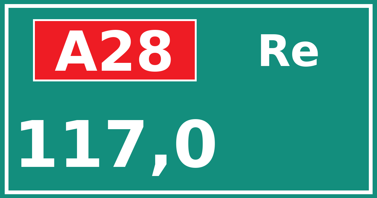 Hectometerbord A28 117,0 zijde Re
