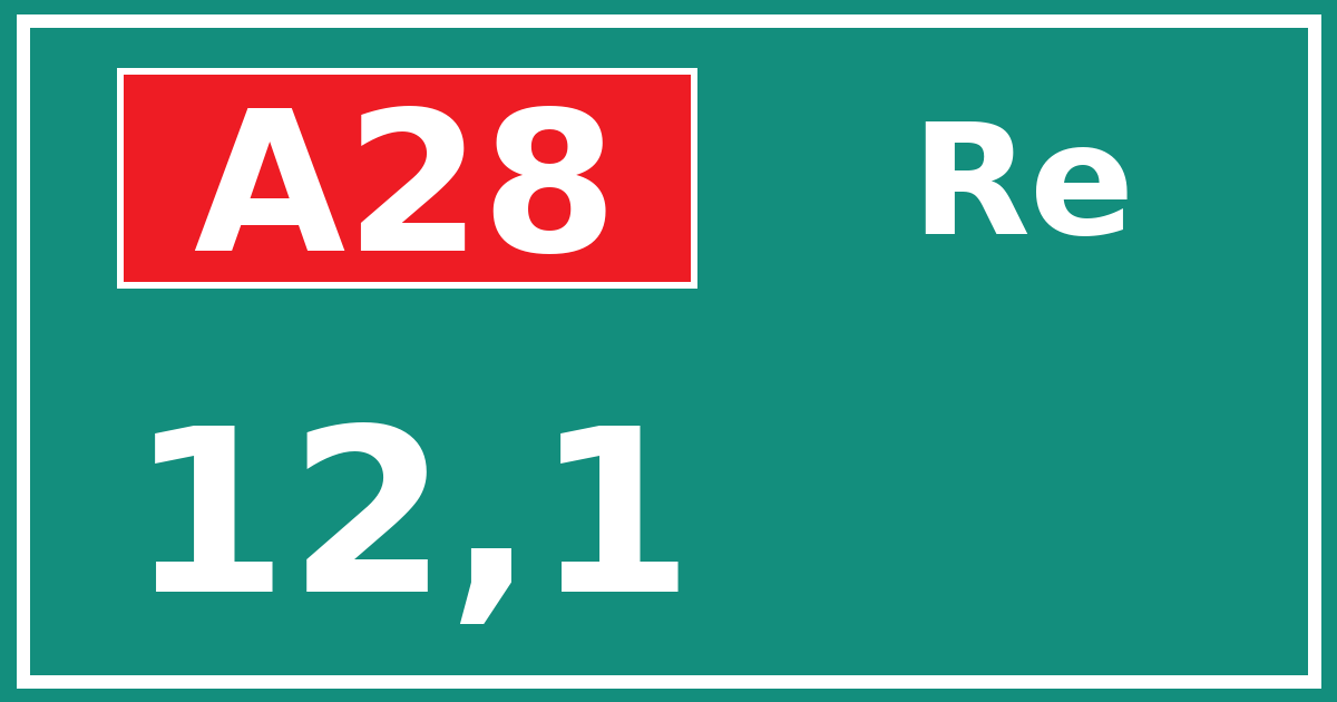 Hectometerbord A28 12,1 zijde Re