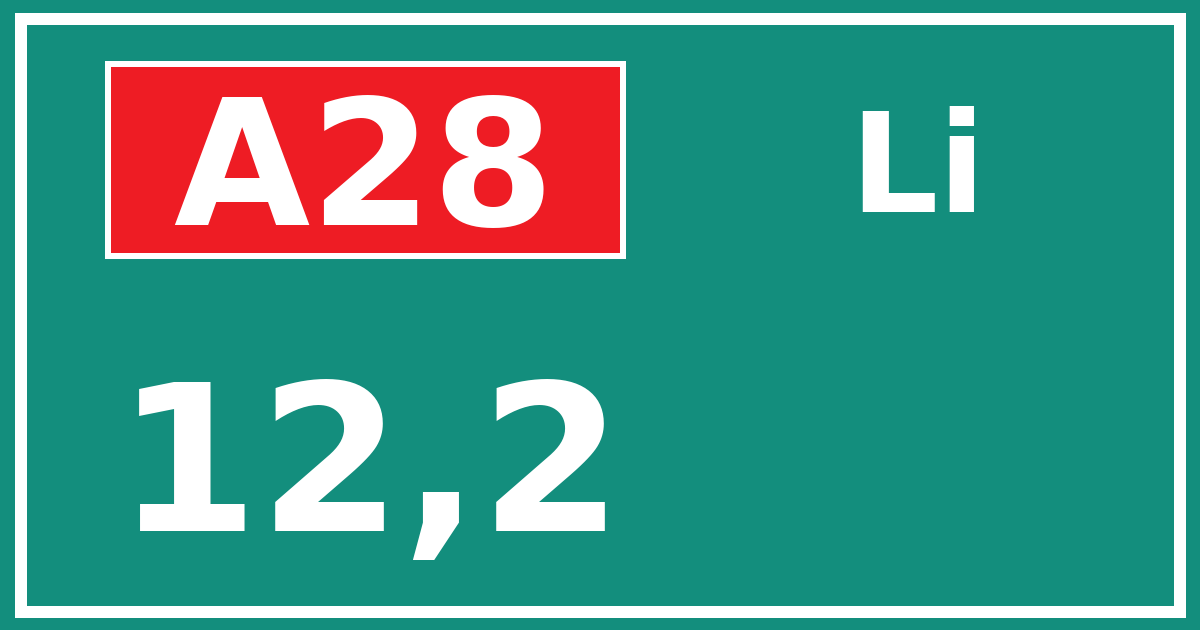 Hectometerbord A28 12,2 zijde Li