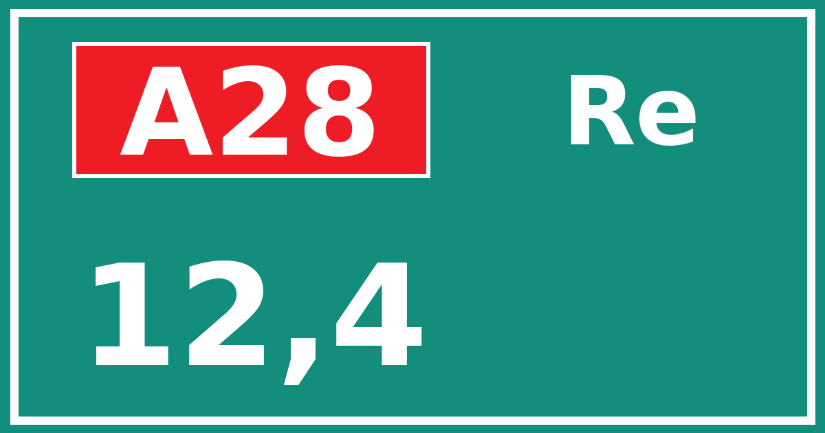 Hectometerbord A28 12,4 zijde Re