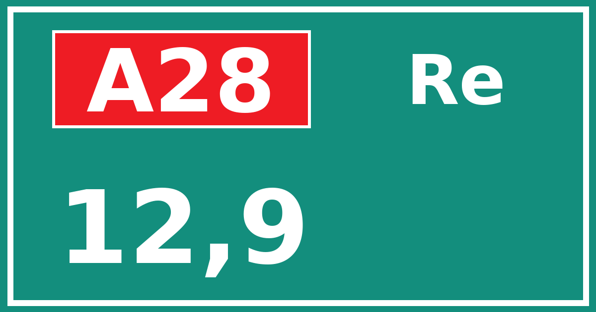Hectometerbord A28 12,9 zijde Re